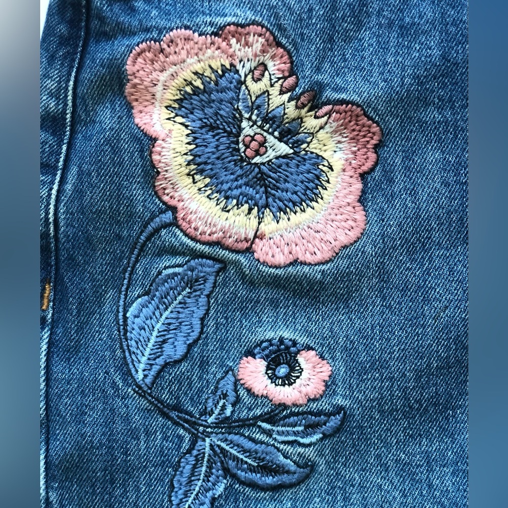 BOBÔ Brazilian brand denim skirt with tiger and flowers embroidered jeans - Picture 4 of 10